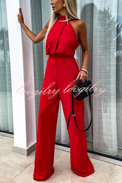 Fashionable Solid Color Sleeveless Hollow Slim Fit Jumpsuit