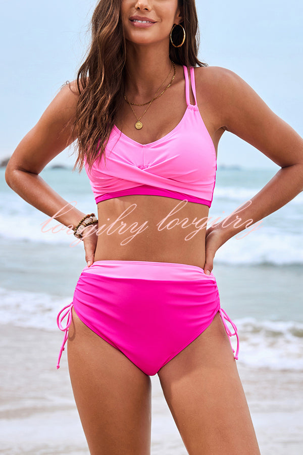 Fashionable High Waist Stretch Bikini Swimsuit