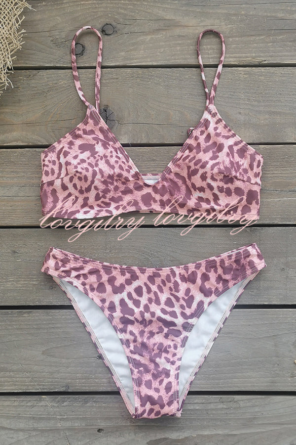 Leopard Print Sexy Stretch Two-piece Bikini Swimsuit