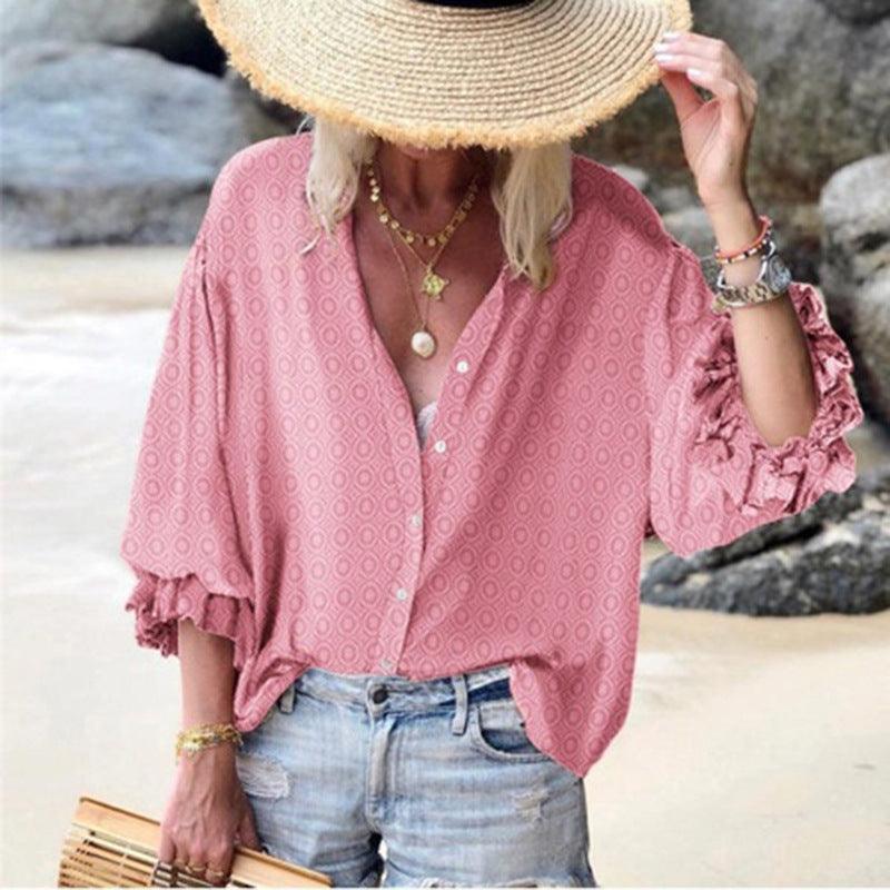 Women Loose Long-Sleeved Printed Shirt