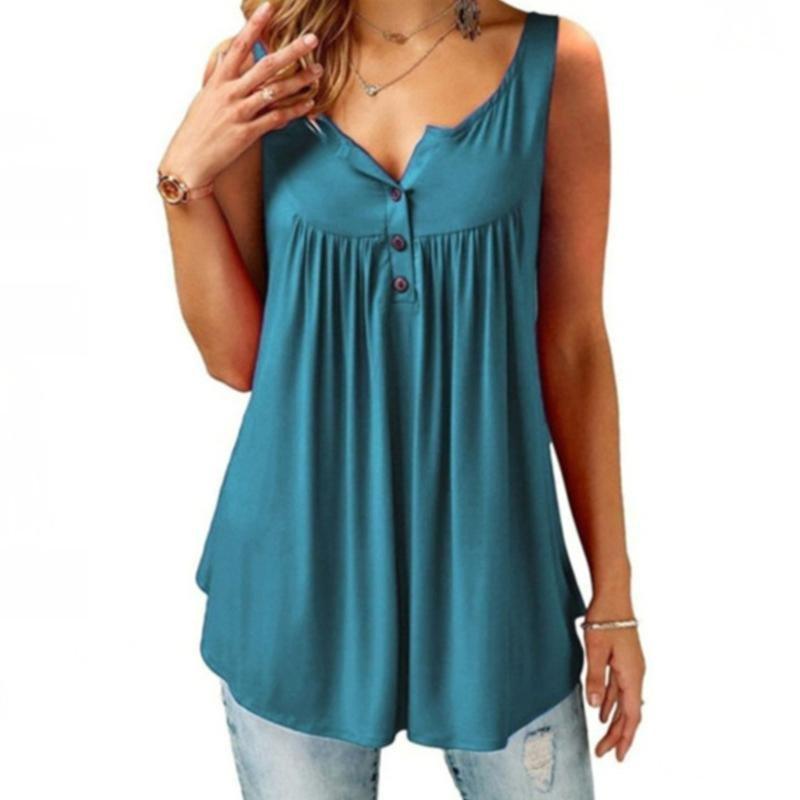 Summer Loose Button Tank Top