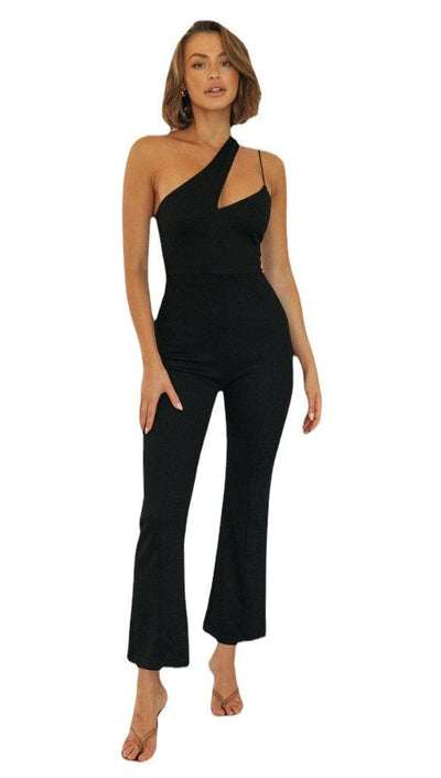 Sloping Shoulder Slim Jumpsuit