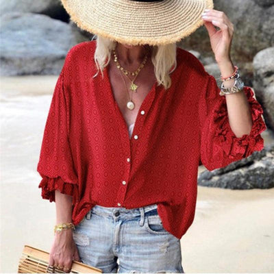 Women Loose Long-Sleeved Printed Shirt