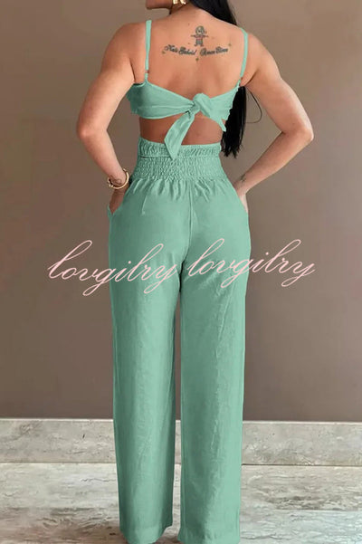 Three-dimensional Flower Accessories Hollow Pocket Jumpsuit