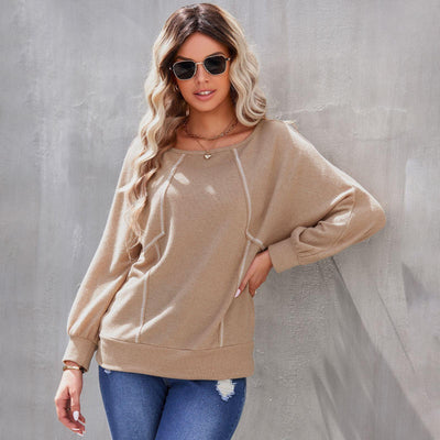 Women's Round Neck Loose Long Sleeve Shirt