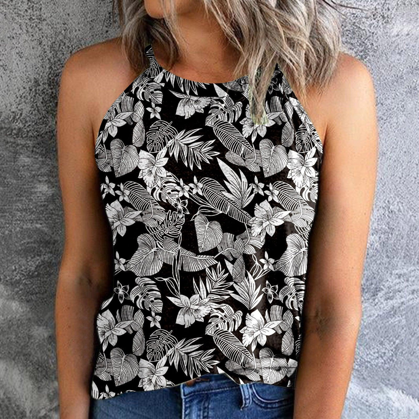 Women's Bohemian Print Vest Stitching Retro Top