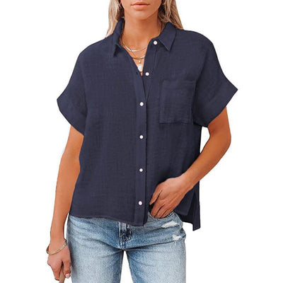 Summer Cotton Linen Short Sleeve Casual Shirt