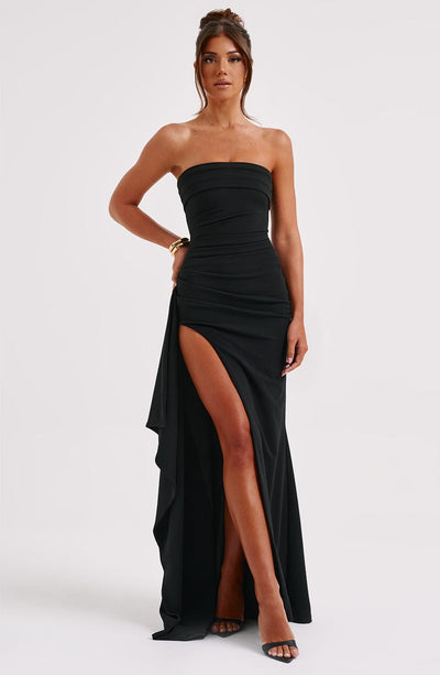 Stacy – Strapless Maxi Dress with Thigh-High Split